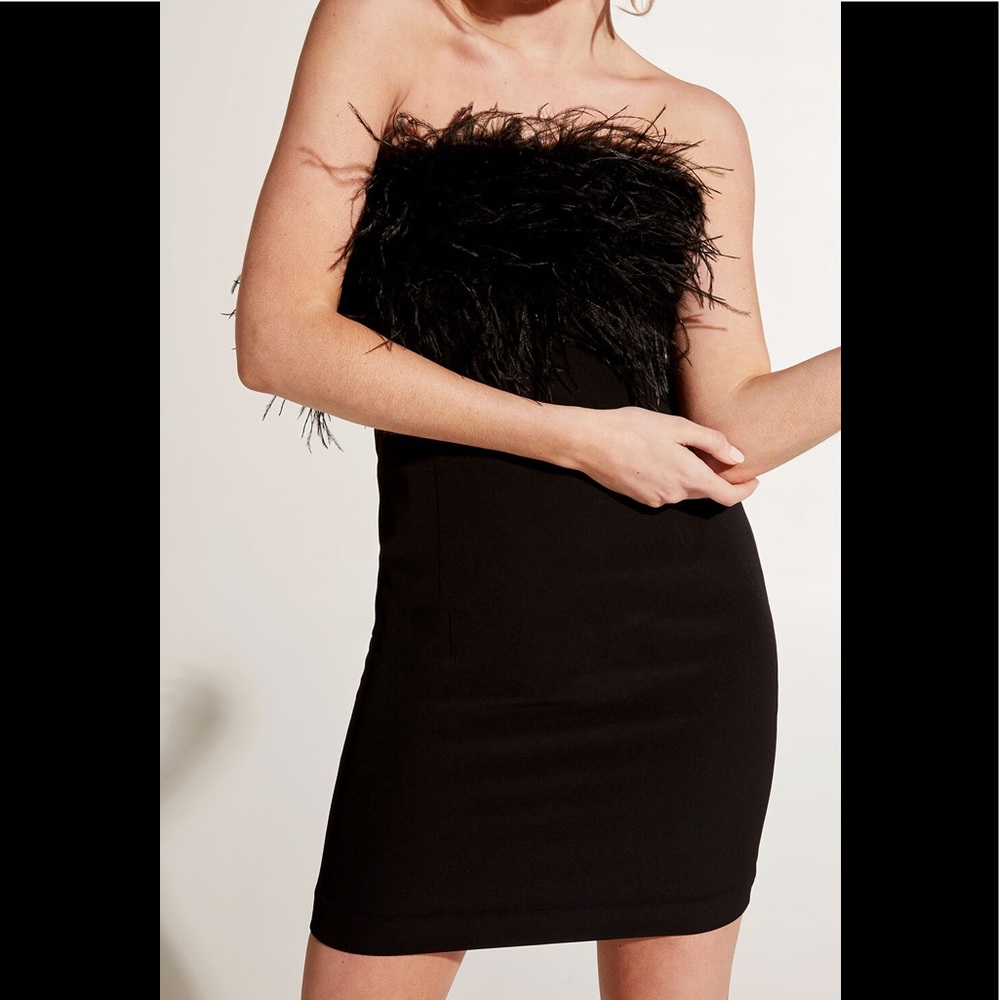 Bardot Feather Black Mini Dress